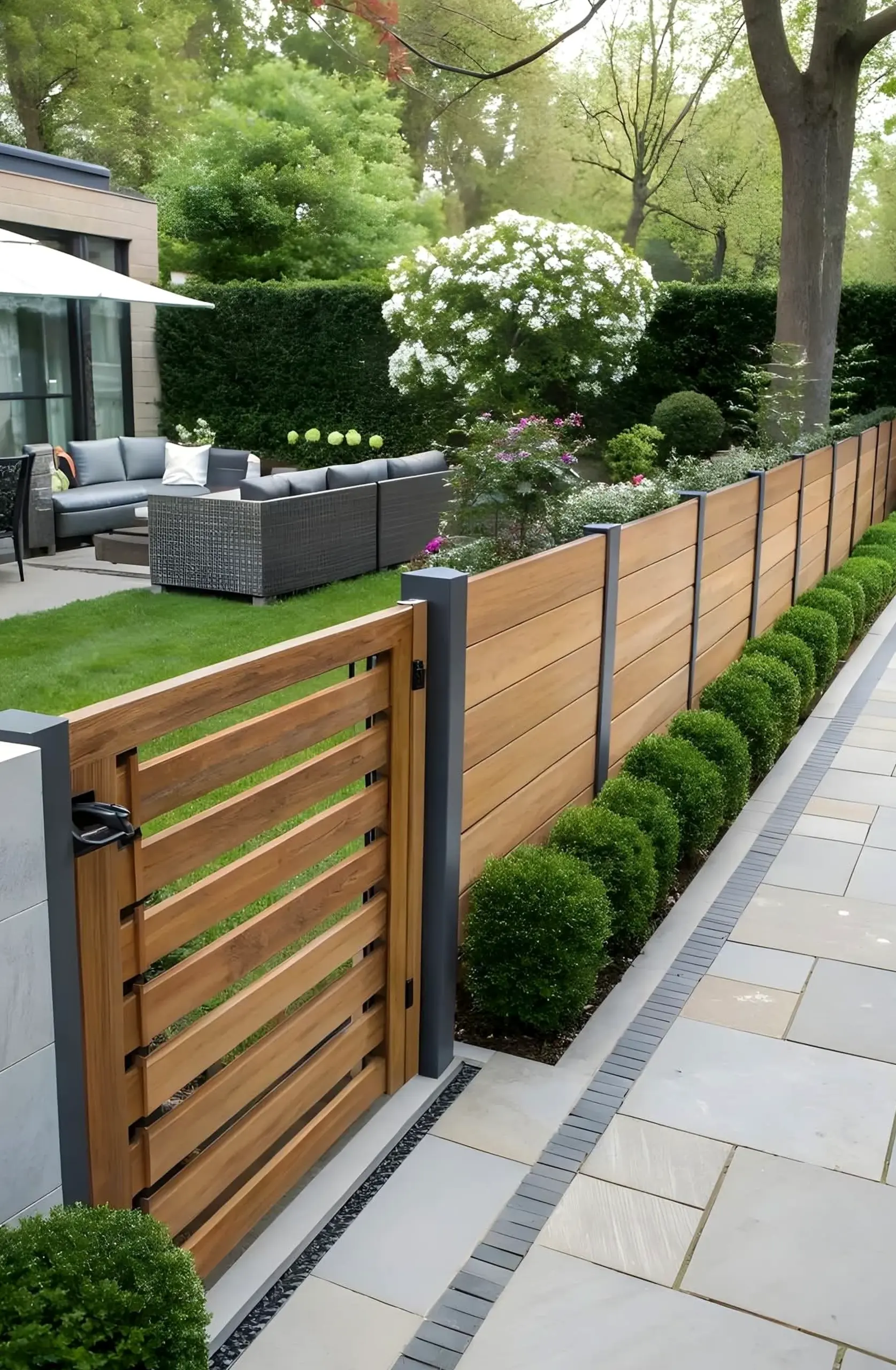 Leafy floral bed brings a useful note of personality, making the sitting area feel ready for quiet use.