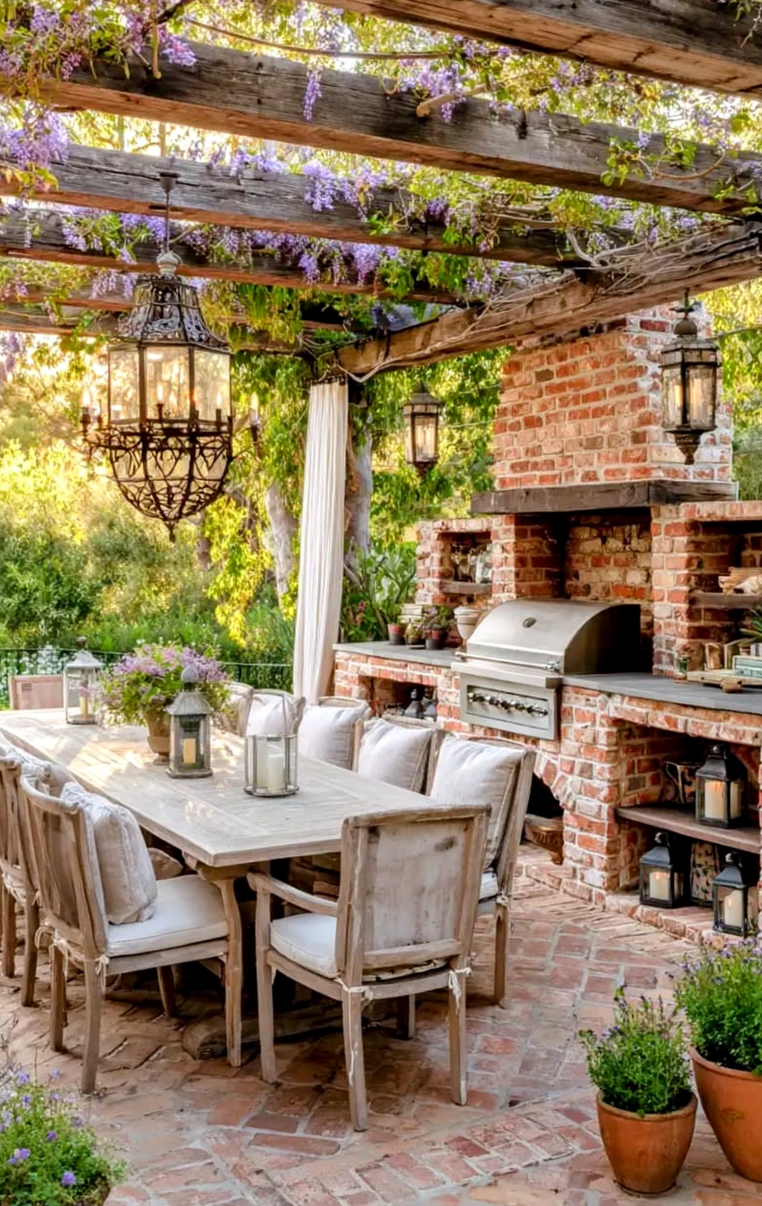 Colorful fireplace area brings contrast to the view, creating a mood that feels quietly finished.