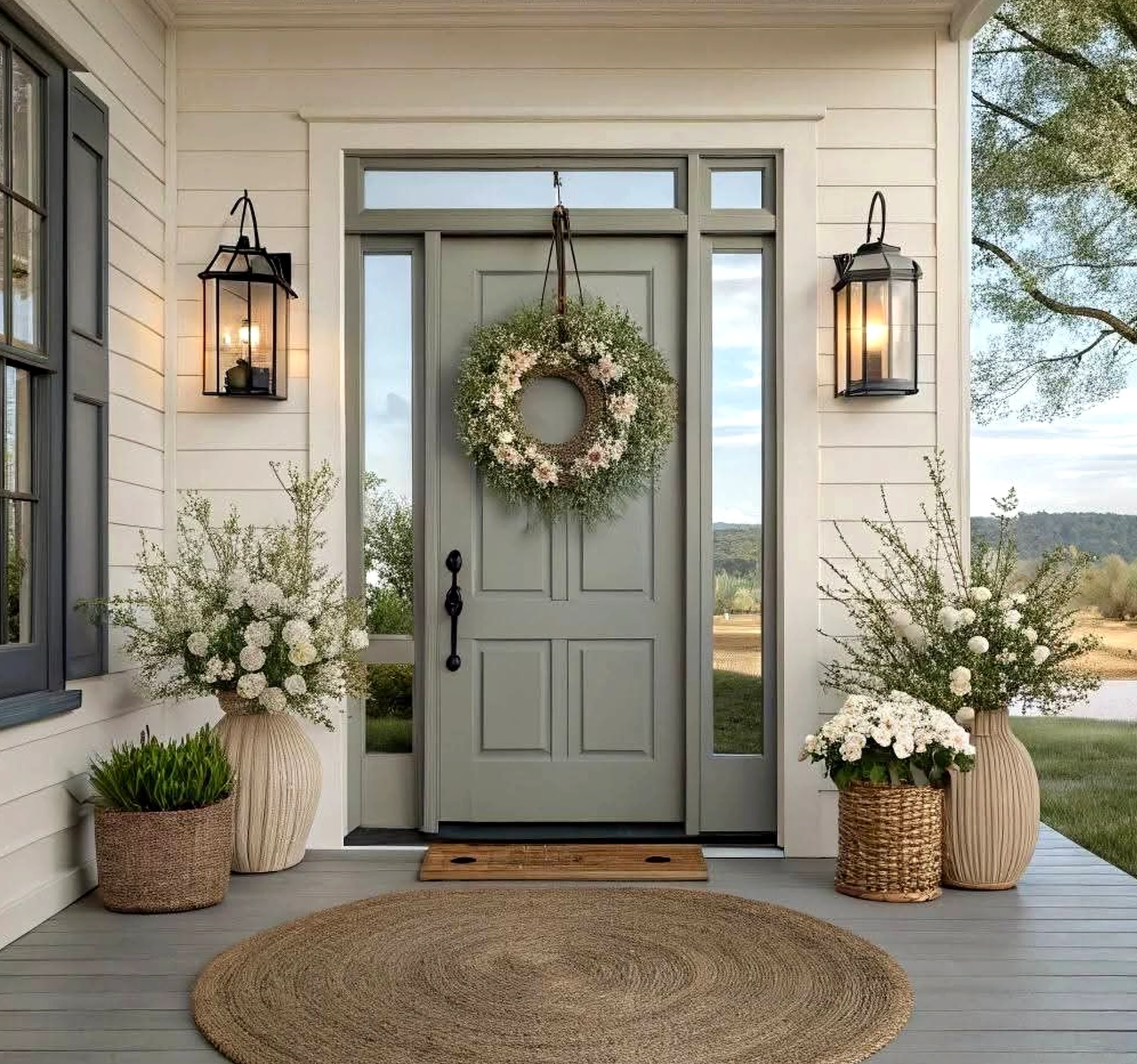 Calm bathroom vanity introduces charm into the outdoor space, keeping the atmosphere pleasantly composed.