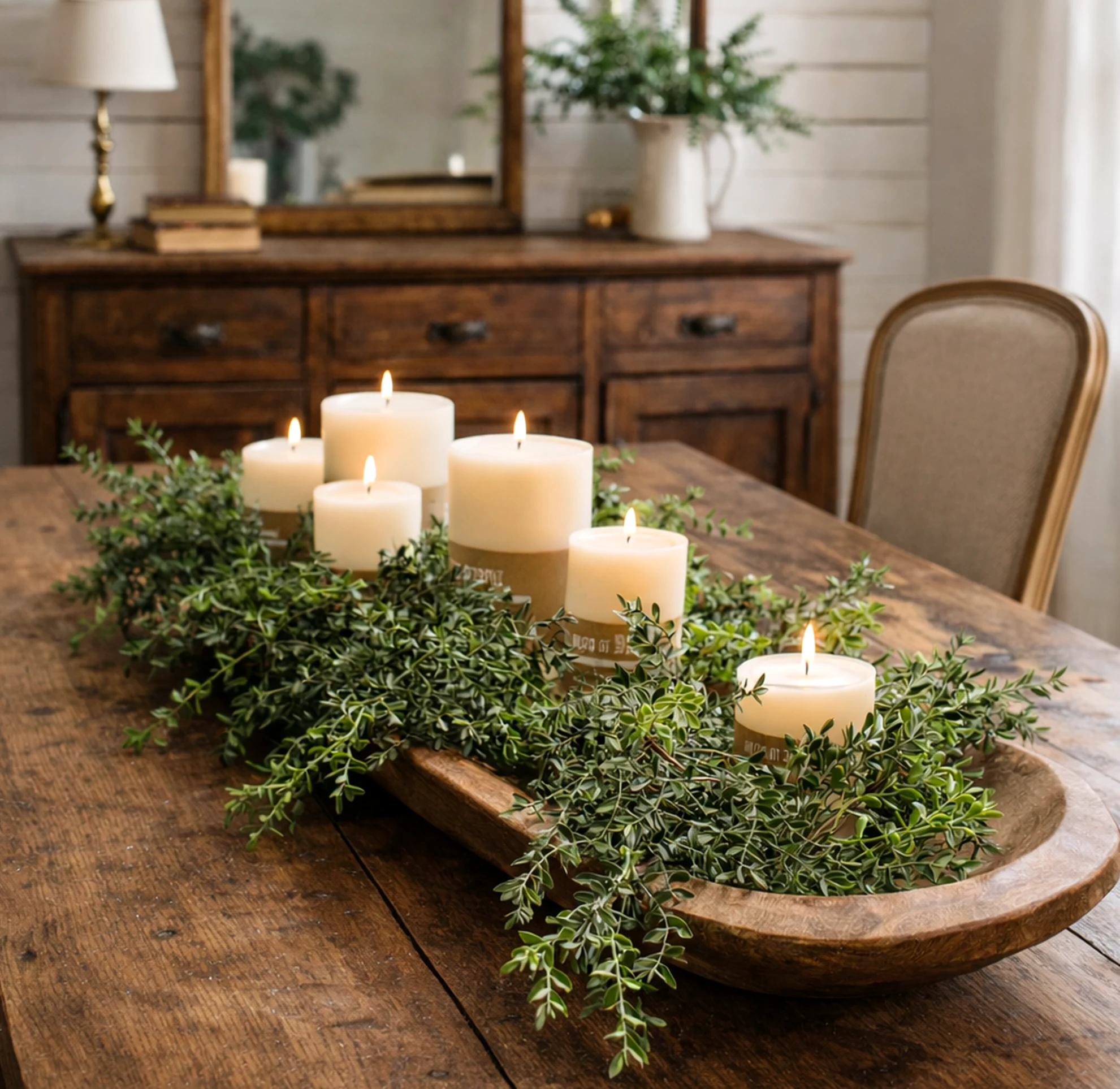 Leafy linen bedding brings warmth to the setting, creating a mood that feels personal and relaxed.