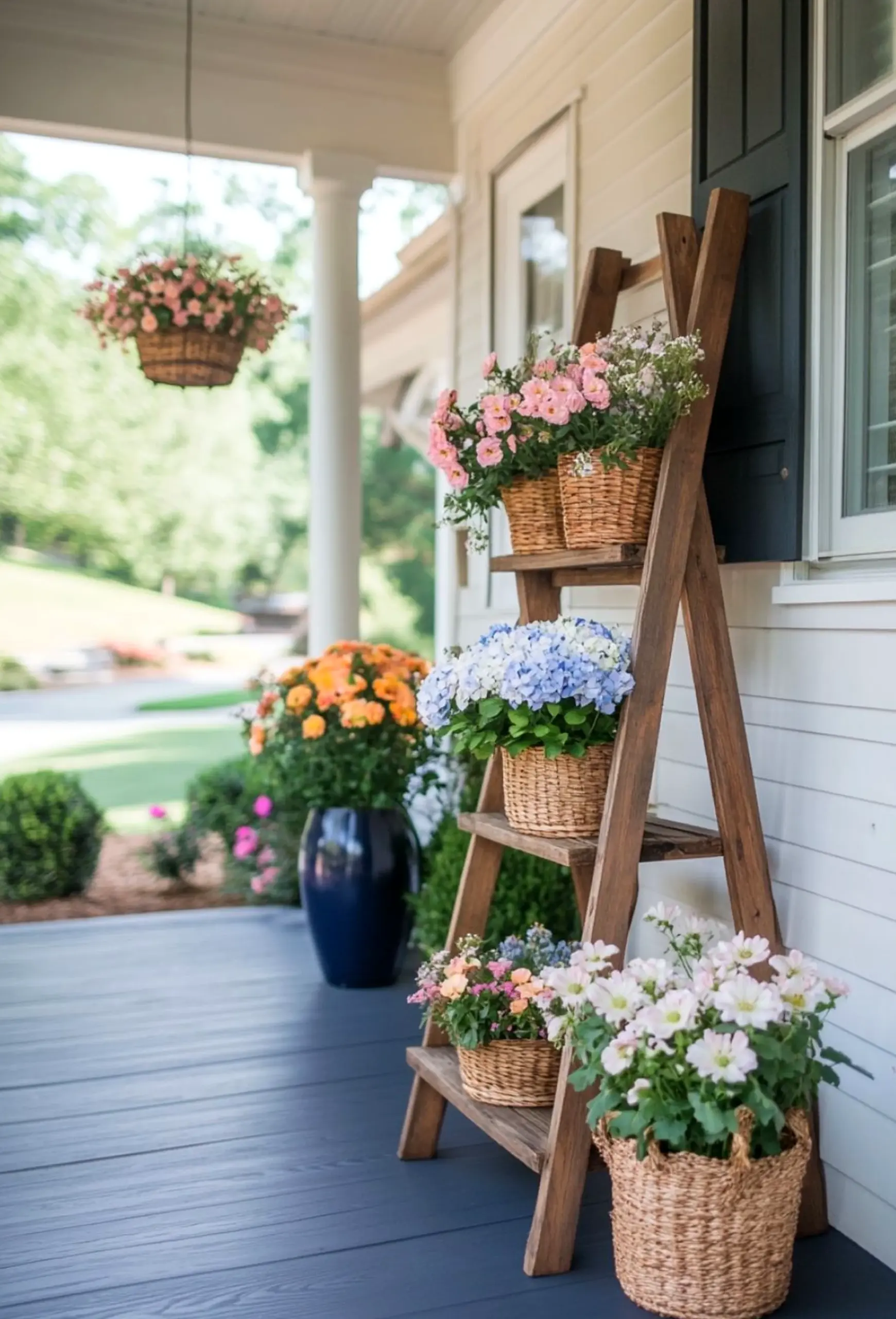 Crisp greenhouse corner adds contrast across the arrangement, giving the decor a finish that feels warm without clutter.
