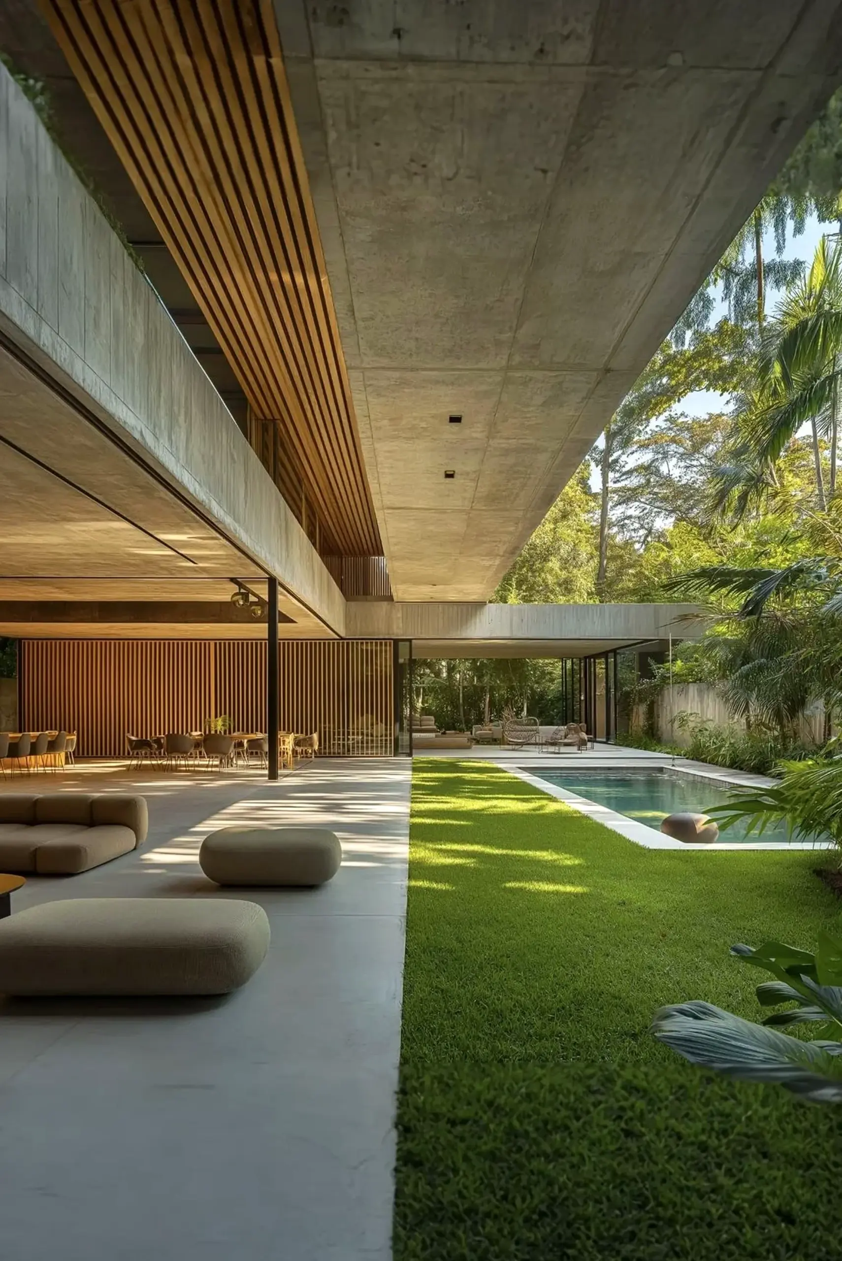 Earthy garden border gives the composition more order, so the whole view feels clear and inviting.