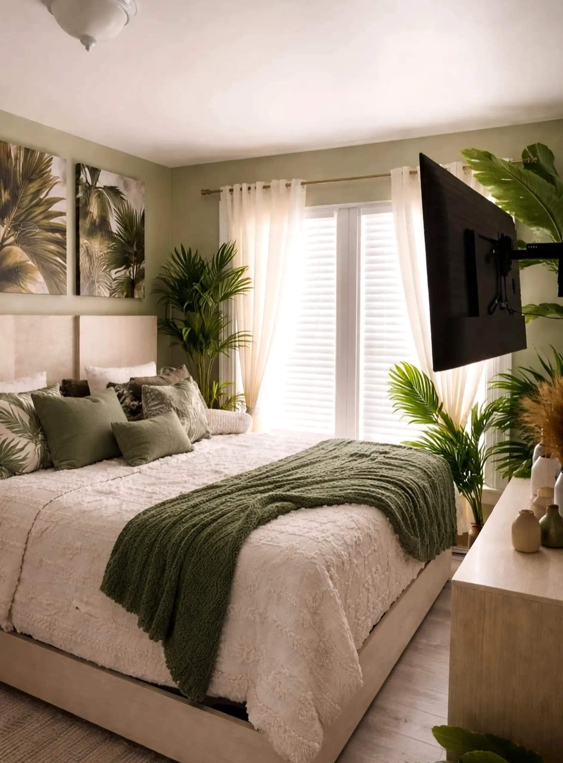 Polished cabinet wall frames the corner with softness, making the scene feel visually grounded.