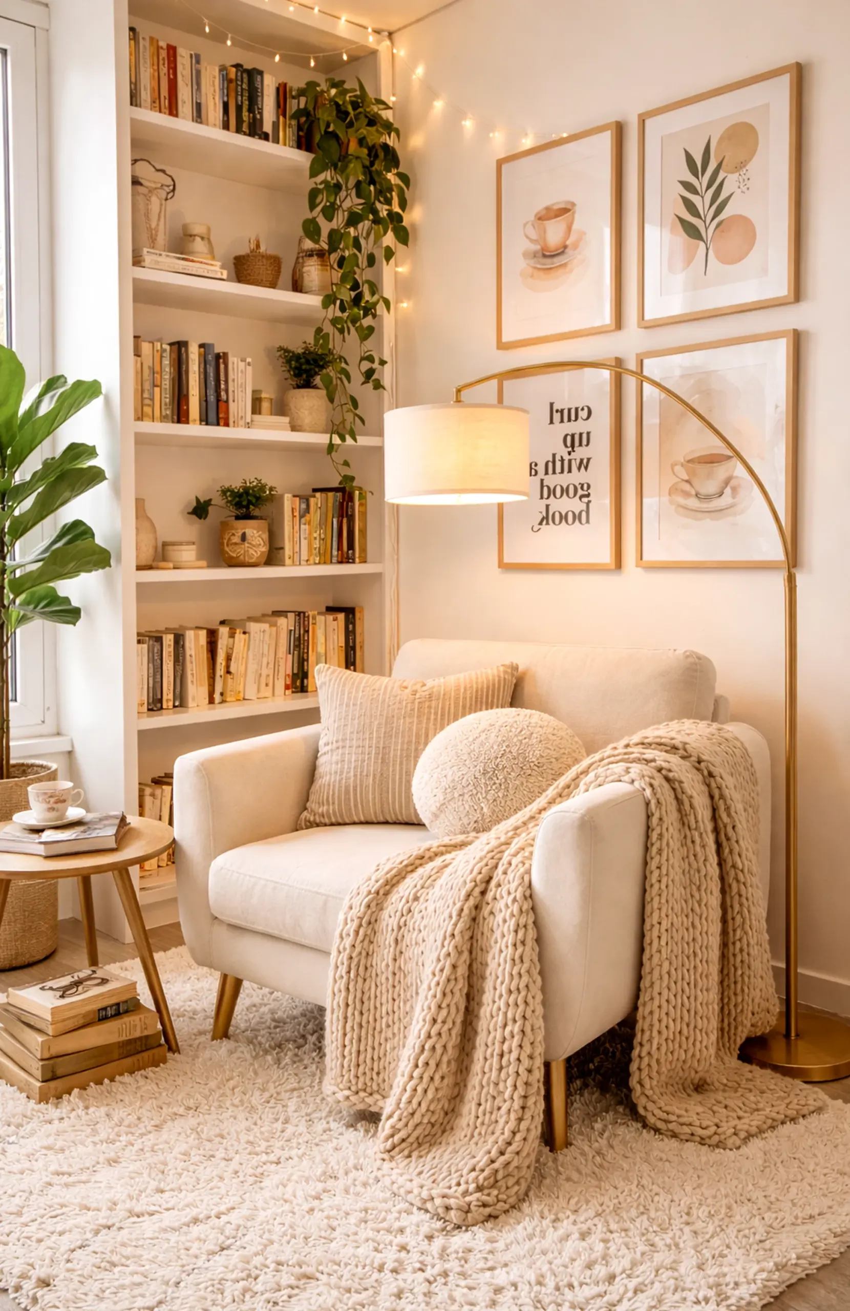 Simple vase display brings texture to the sitting area, creating a mood that feels pleasantly composed.
