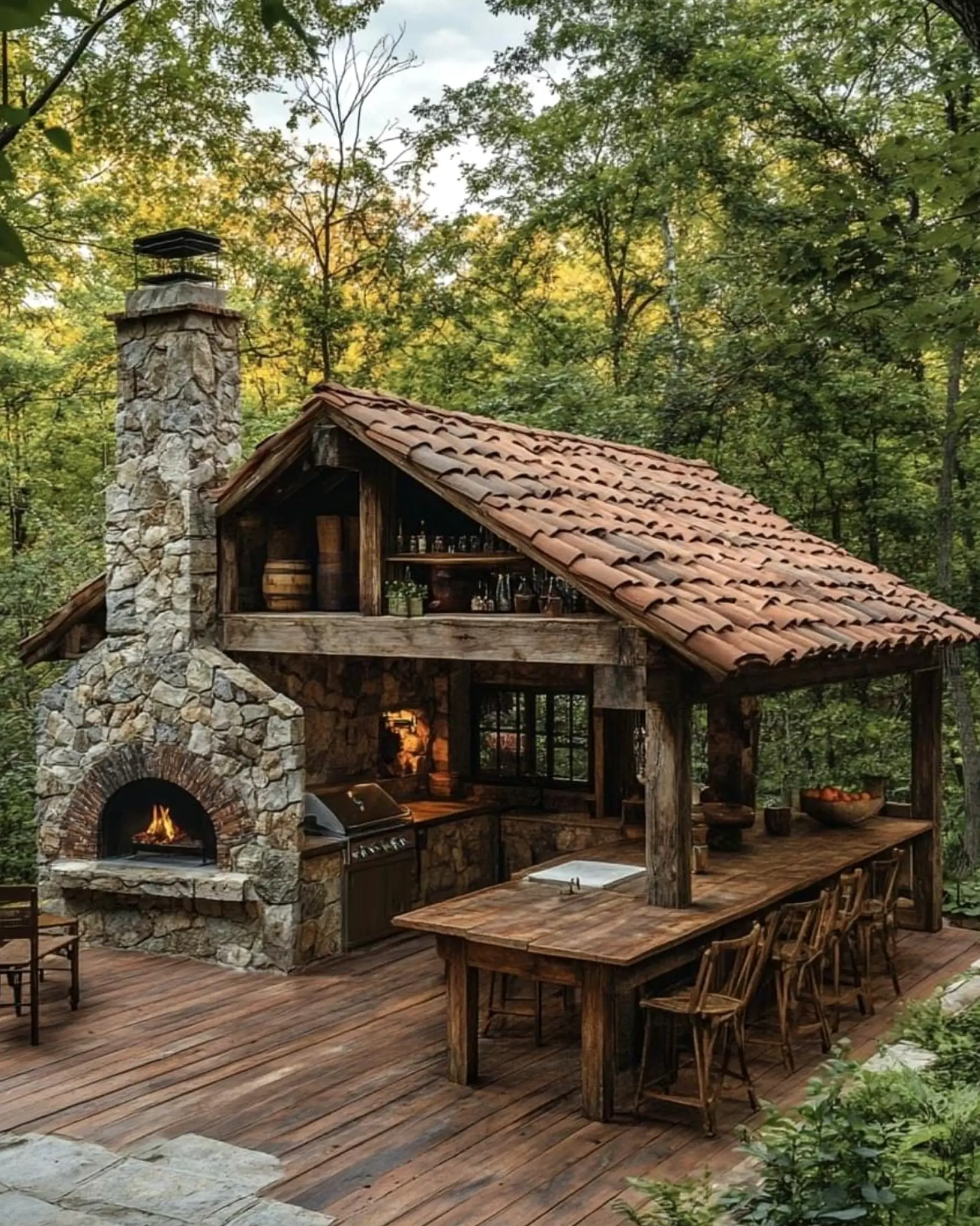 Warm terrace table brings a useful note of charm, making the view feel personal and relaxed.