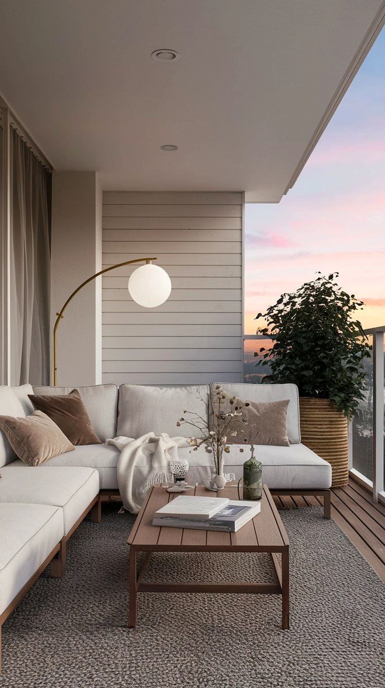 Sculptural garden seating brings contrast to the outdoor space, creating a mood that feels soft at the edges.