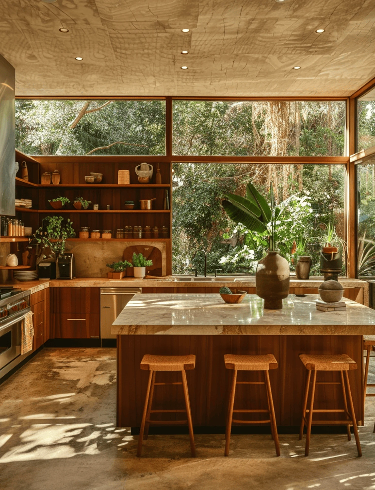 Compact tile detail gives the garden edge more focus, so the whole view feels ready for quiet use.