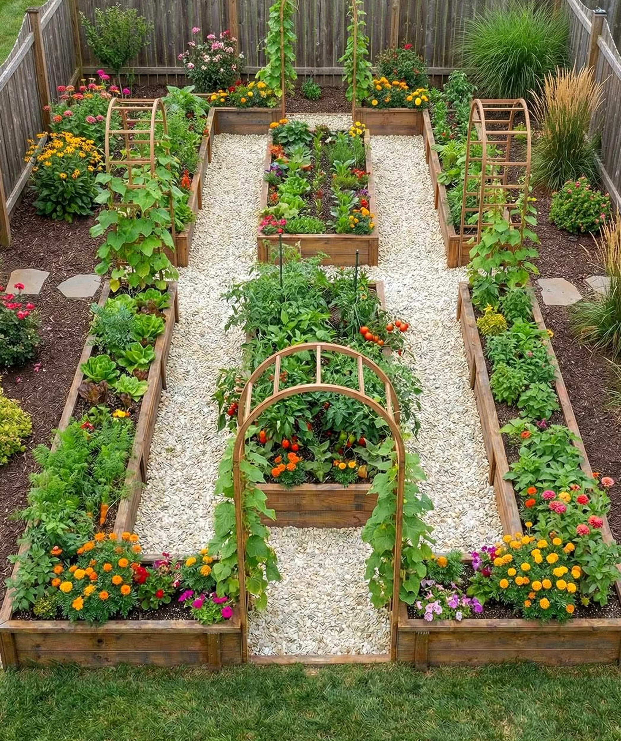 Soft garden seating frames the corner with focus, making the scene feel warm without clutter.