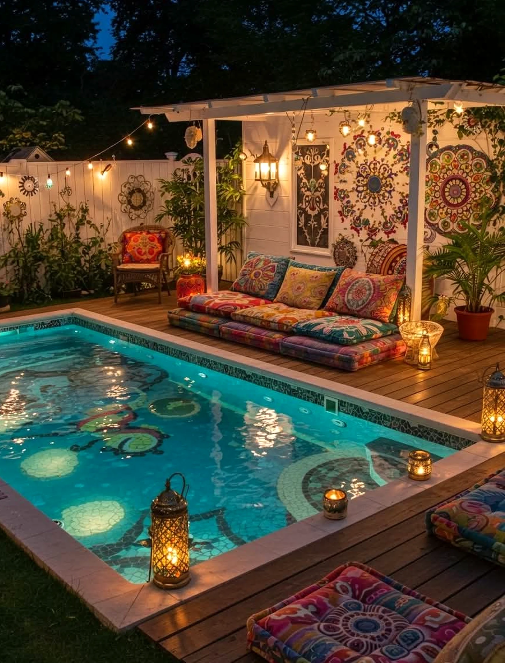 Tactile patio corner adds a clear layer of depth, helping the composition feel visually grounded.