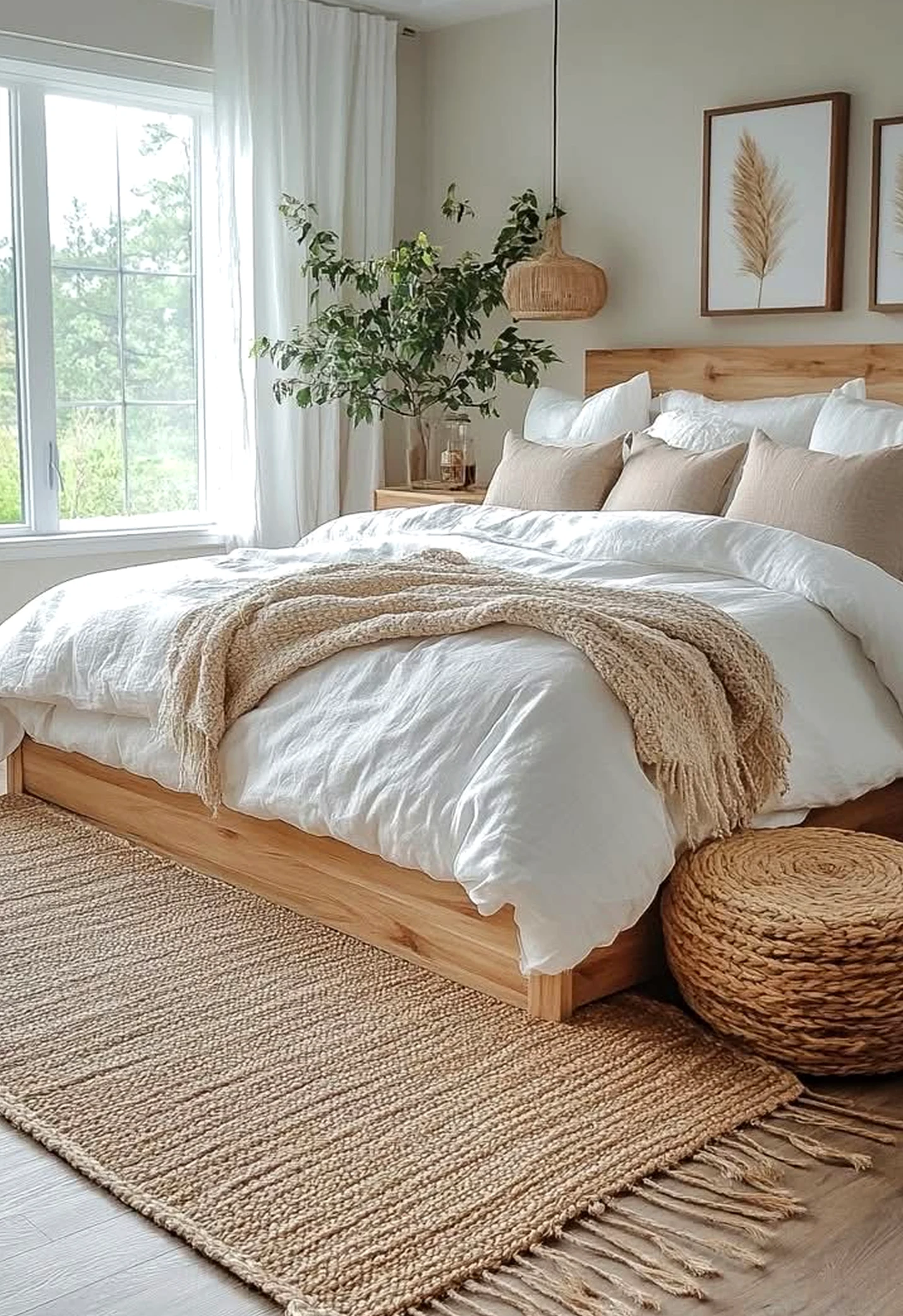 Airy stair landing draws attention to softness while the wall stays ready for quiet use.