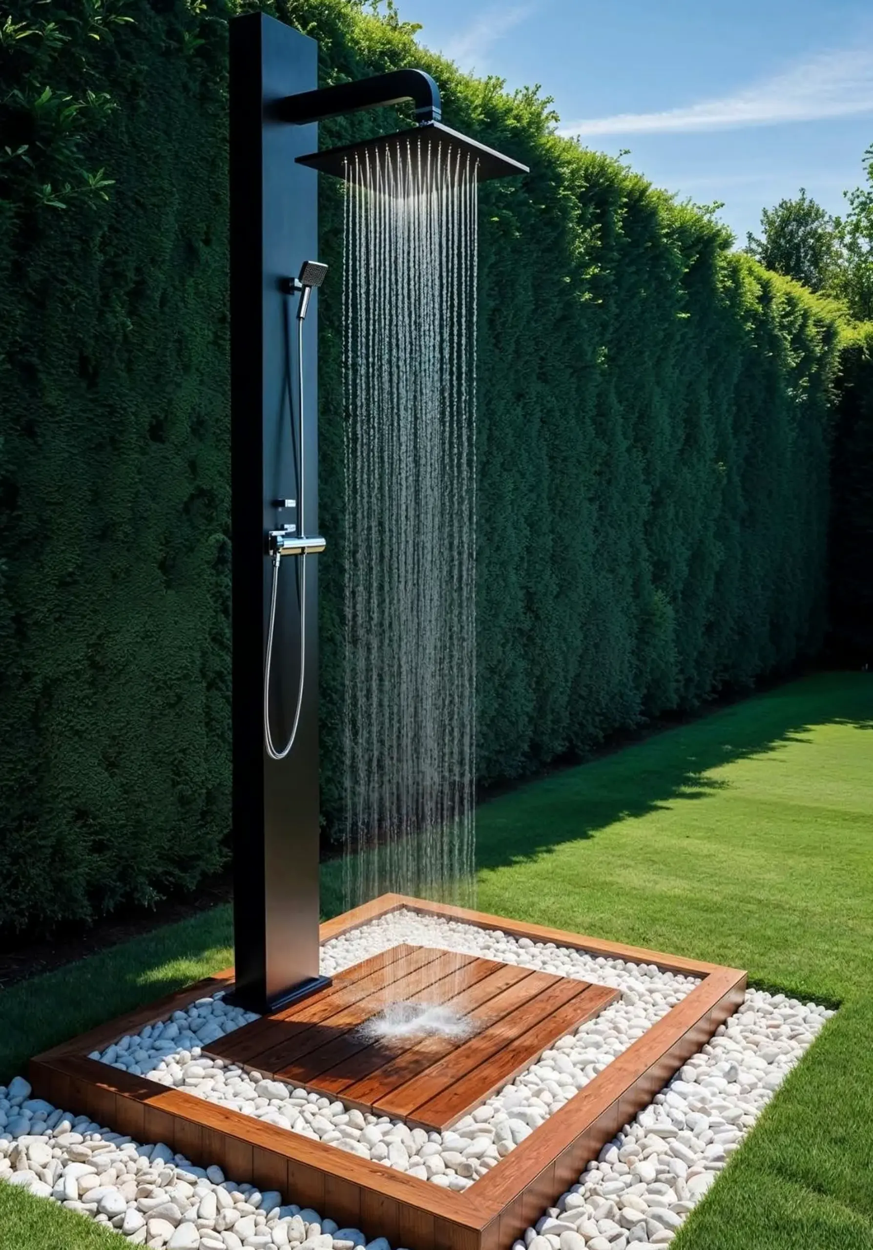 Quiet woven chair draws attention to light while the garden edge stays soft at the edges.