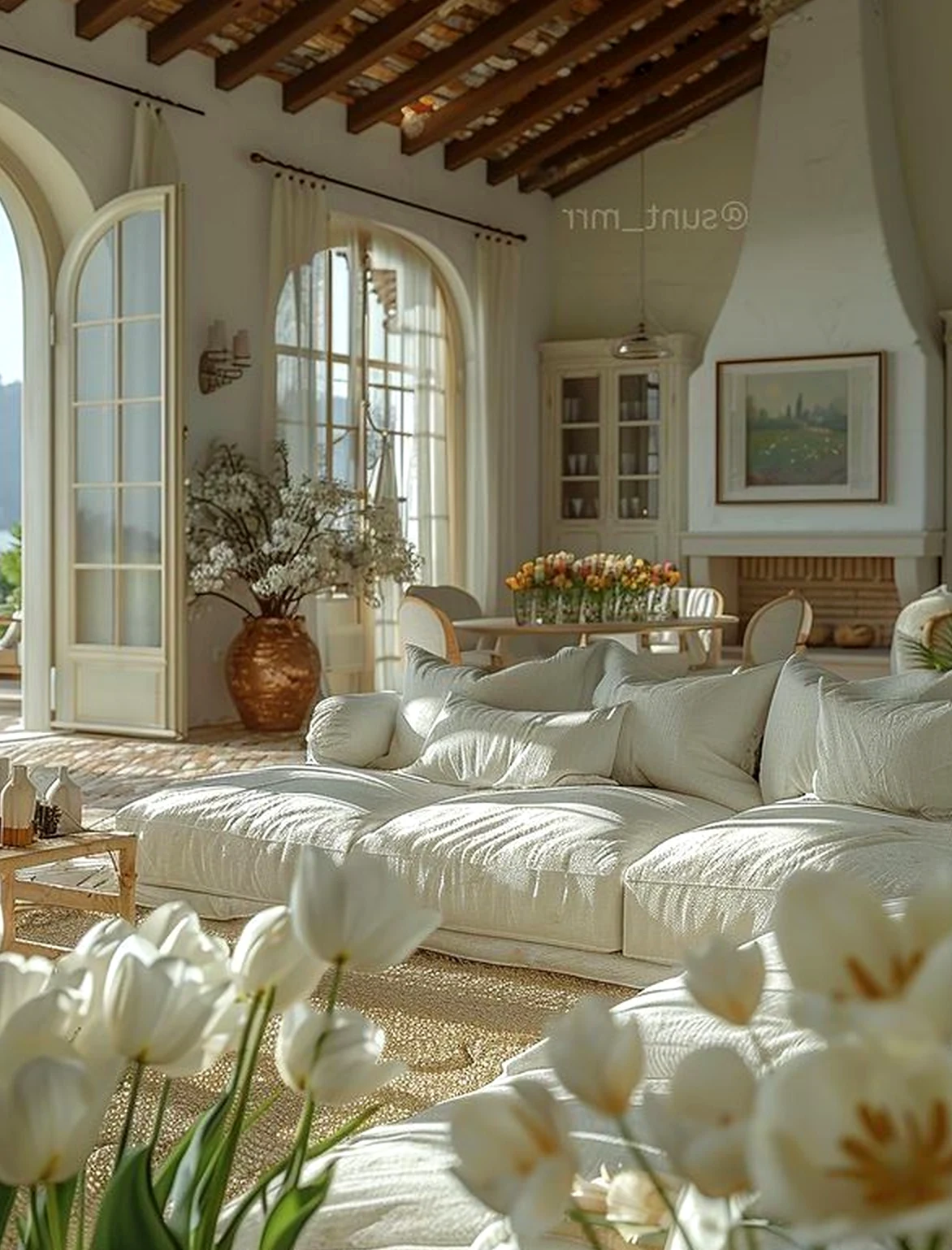 Refined courtyard view introduces ease into the wall, keeping the atmosphere comfortable in daily use.