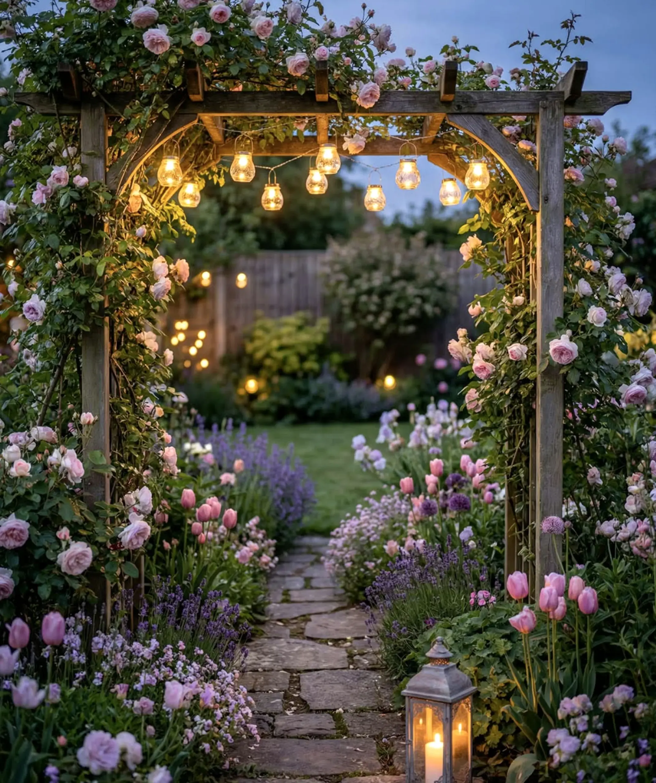 Textured stone path brings texture to the composition, creating a mood that feels soft at the edges.