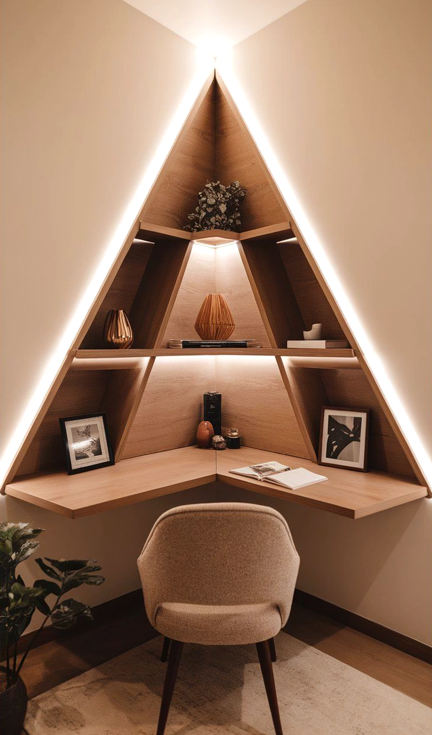 Crisp compact workspace frames the garden edge with texture, making the scene feel settled and welcoming.