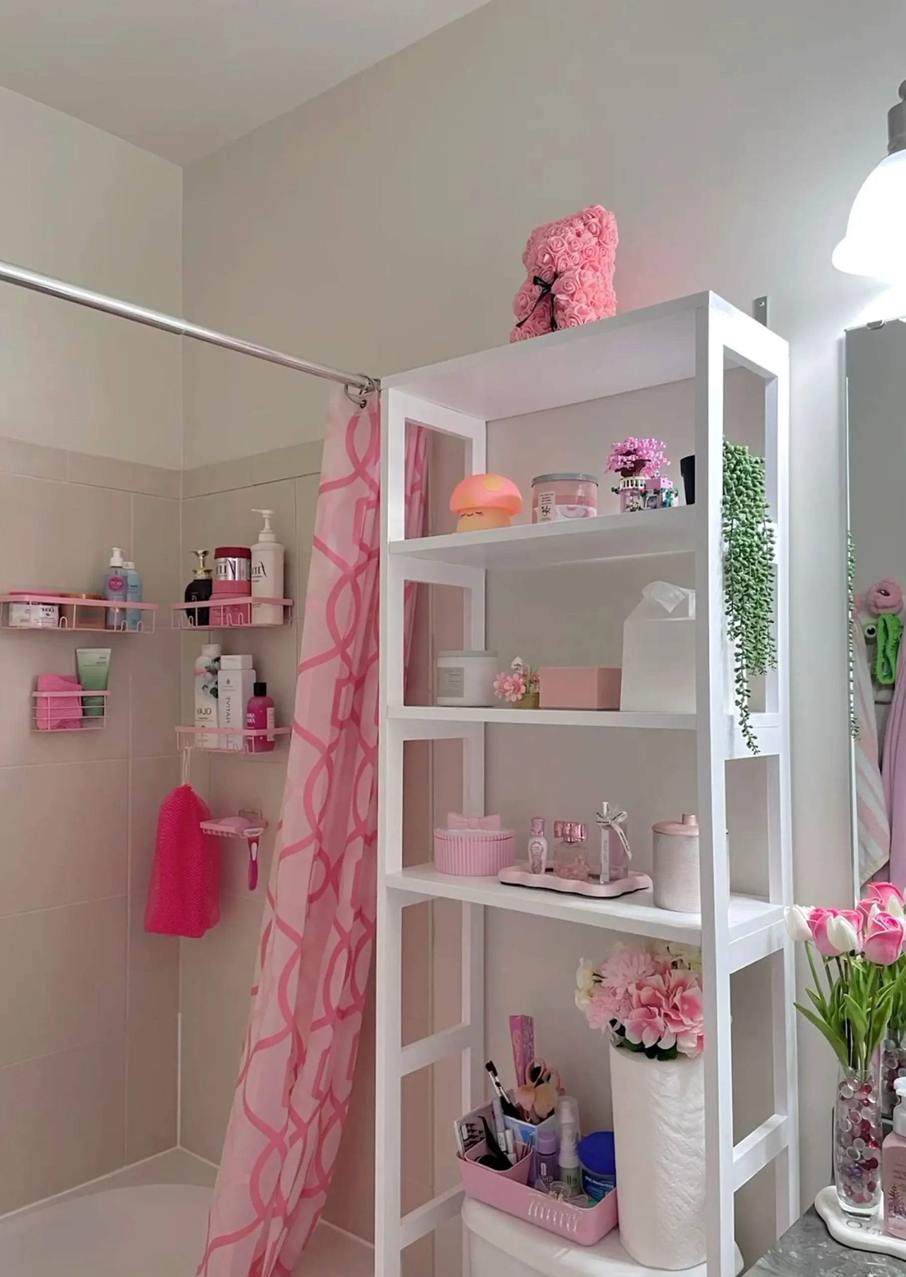 Compact decorative mirror introduces order into the backdrop, keeping the atmosphere settled and welcoming.