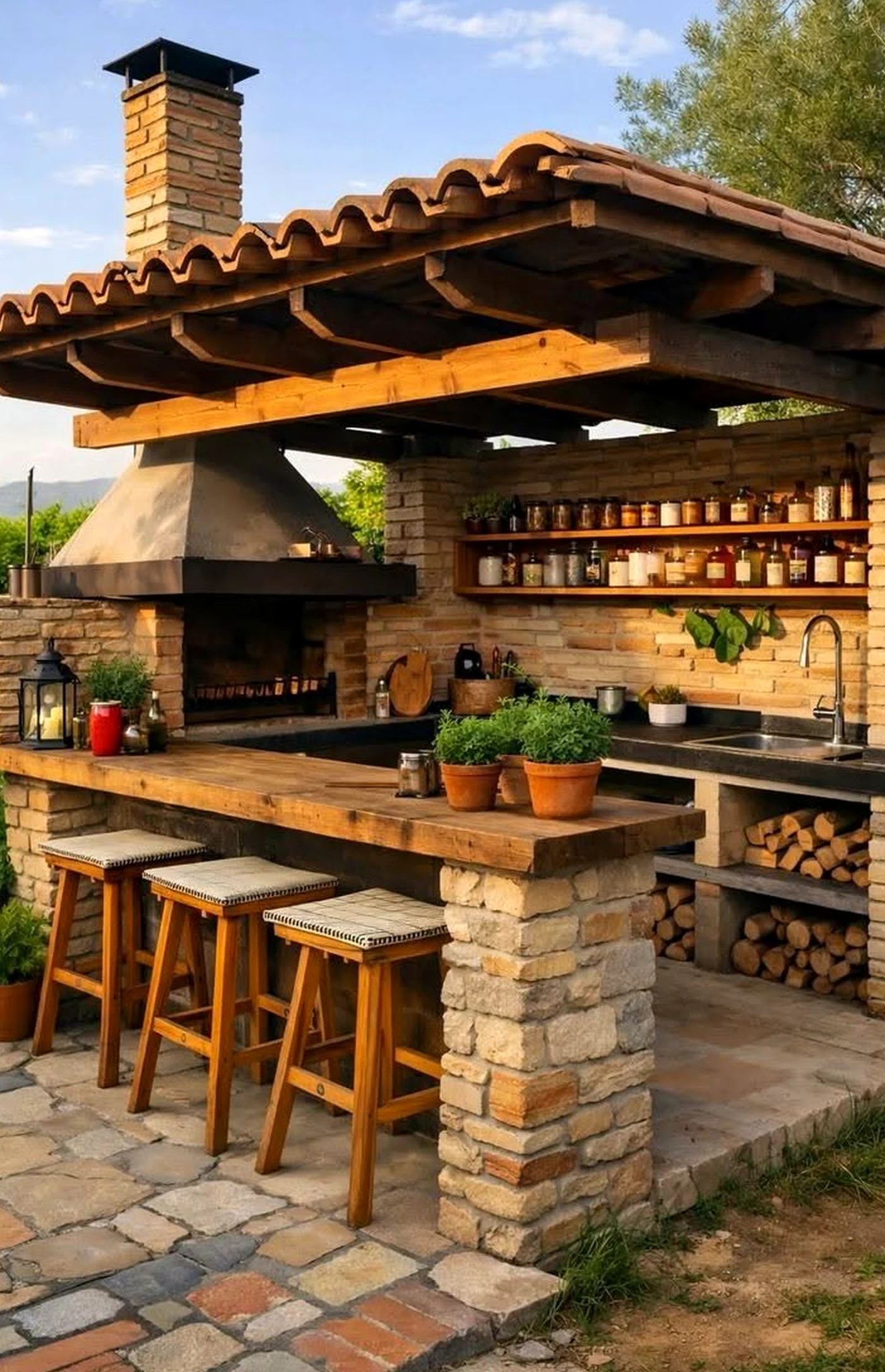 Compact tile detail introduces freshness into the setting, keeping the atmosphere personal and relaxed.
