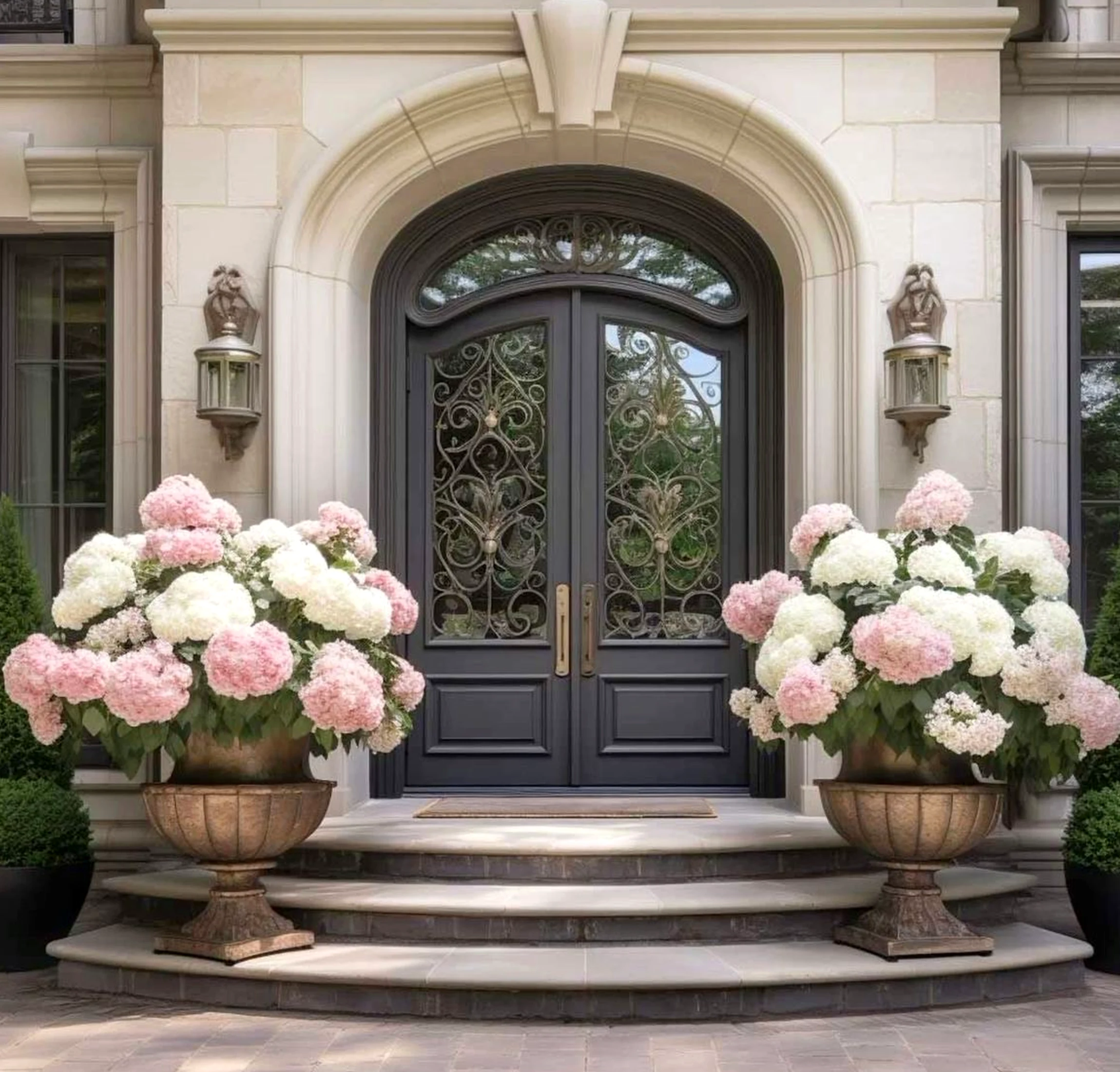 Graceful shower wall adds depth across the garden edge, giving the decor a finish that feels bright but not busy.