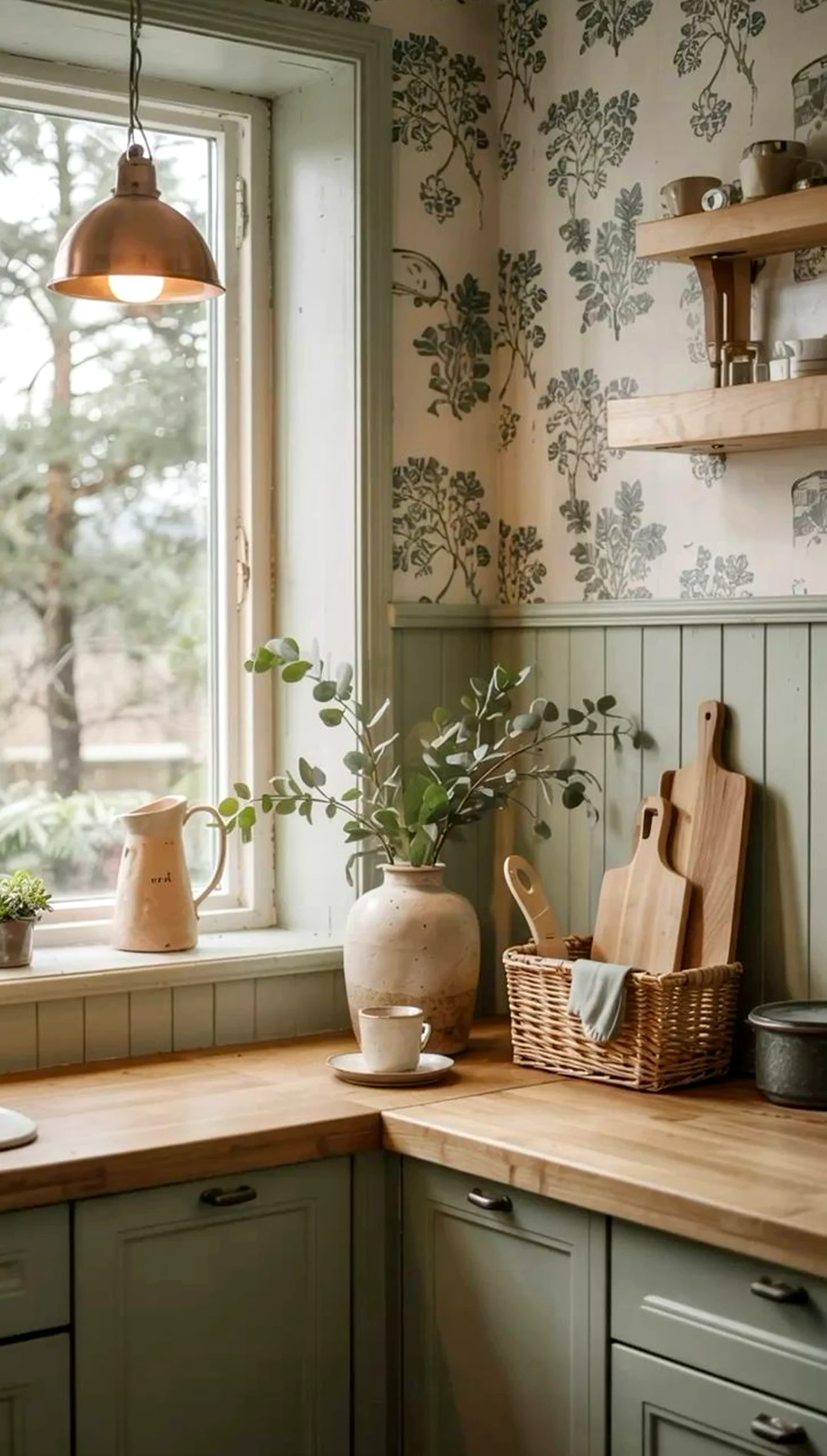 Earthy wall niche frames the backdrop with personality, making the scene feel visually grounded.