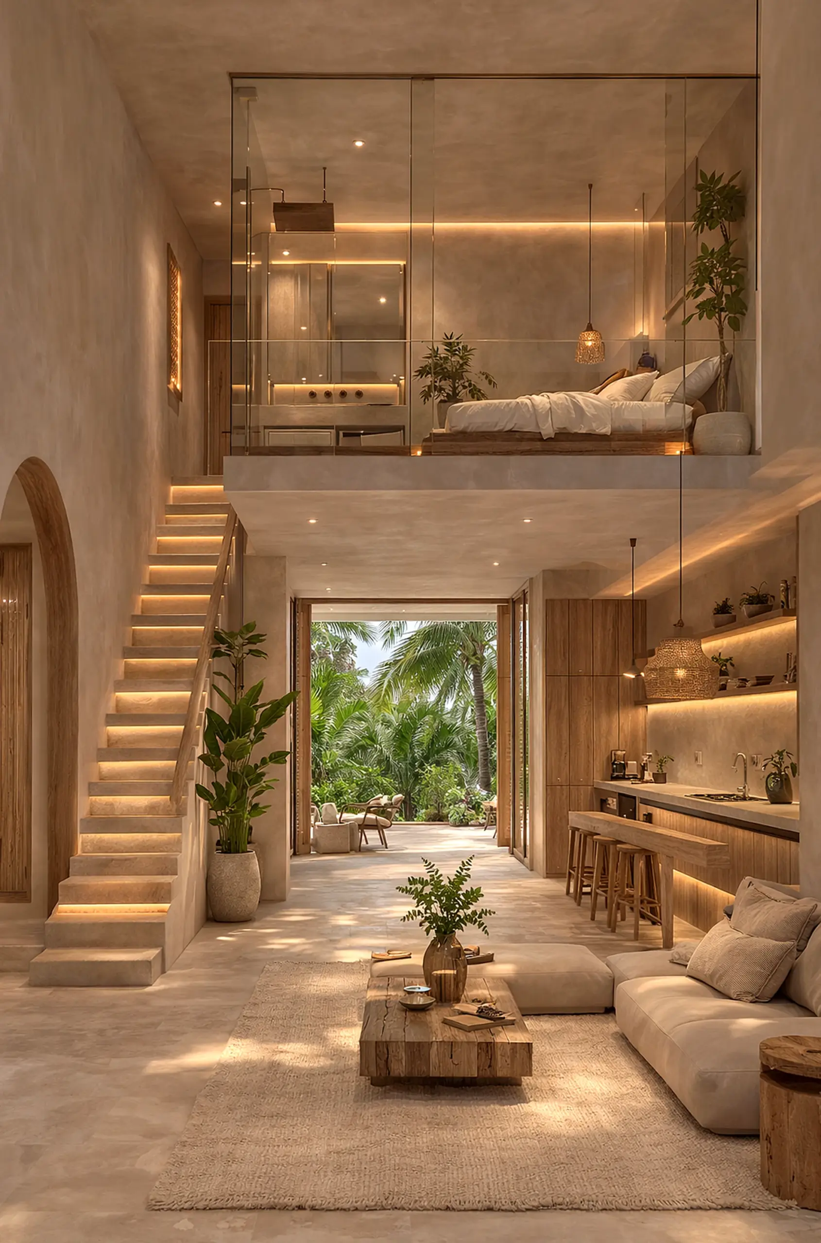 Quiet colorful passage draws attention to balance while the garden edge stays visually grounded.