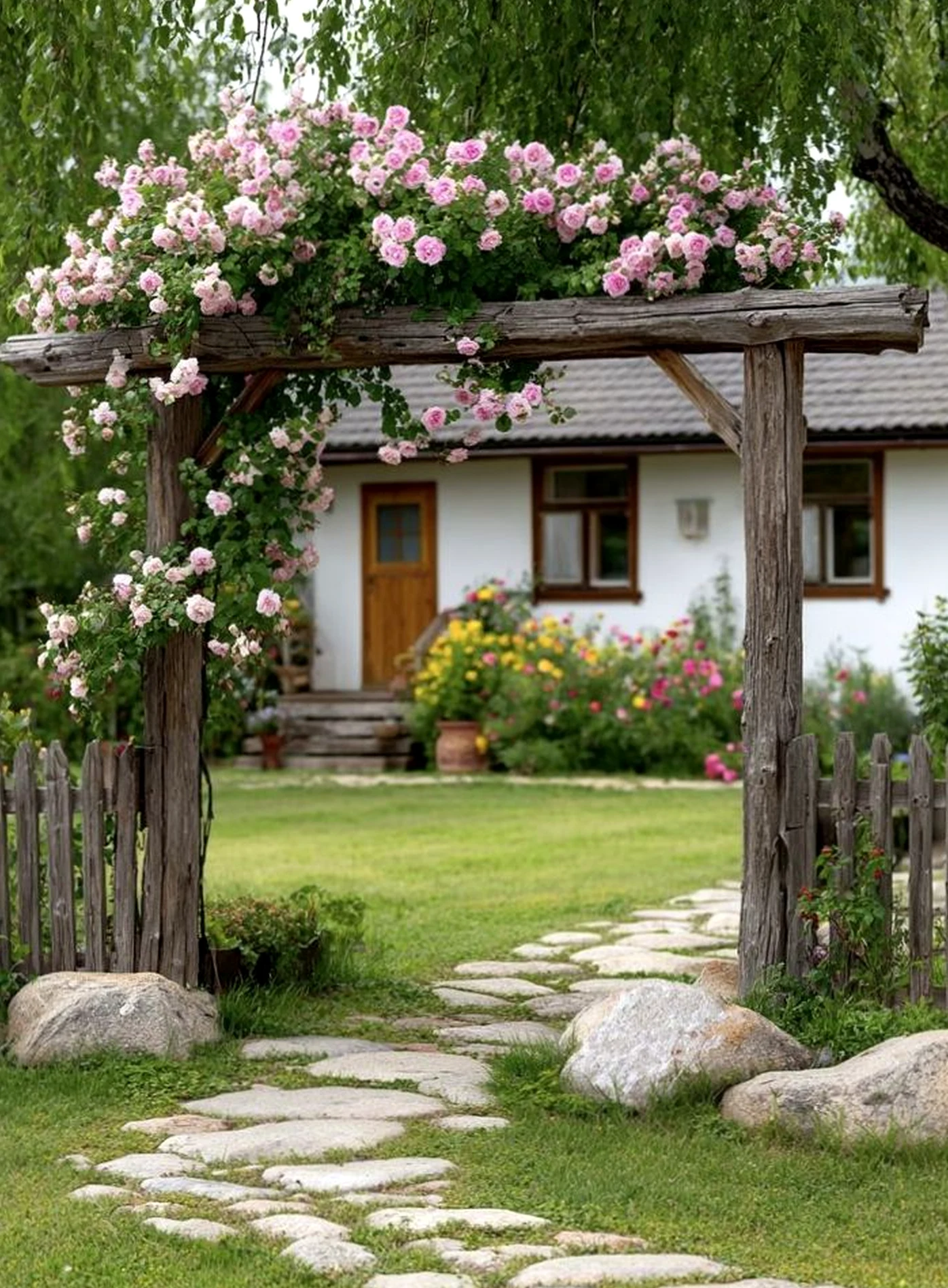 Cozy balcony scene adds a clear layer of depth, helping the wall feel ready for quiet use.