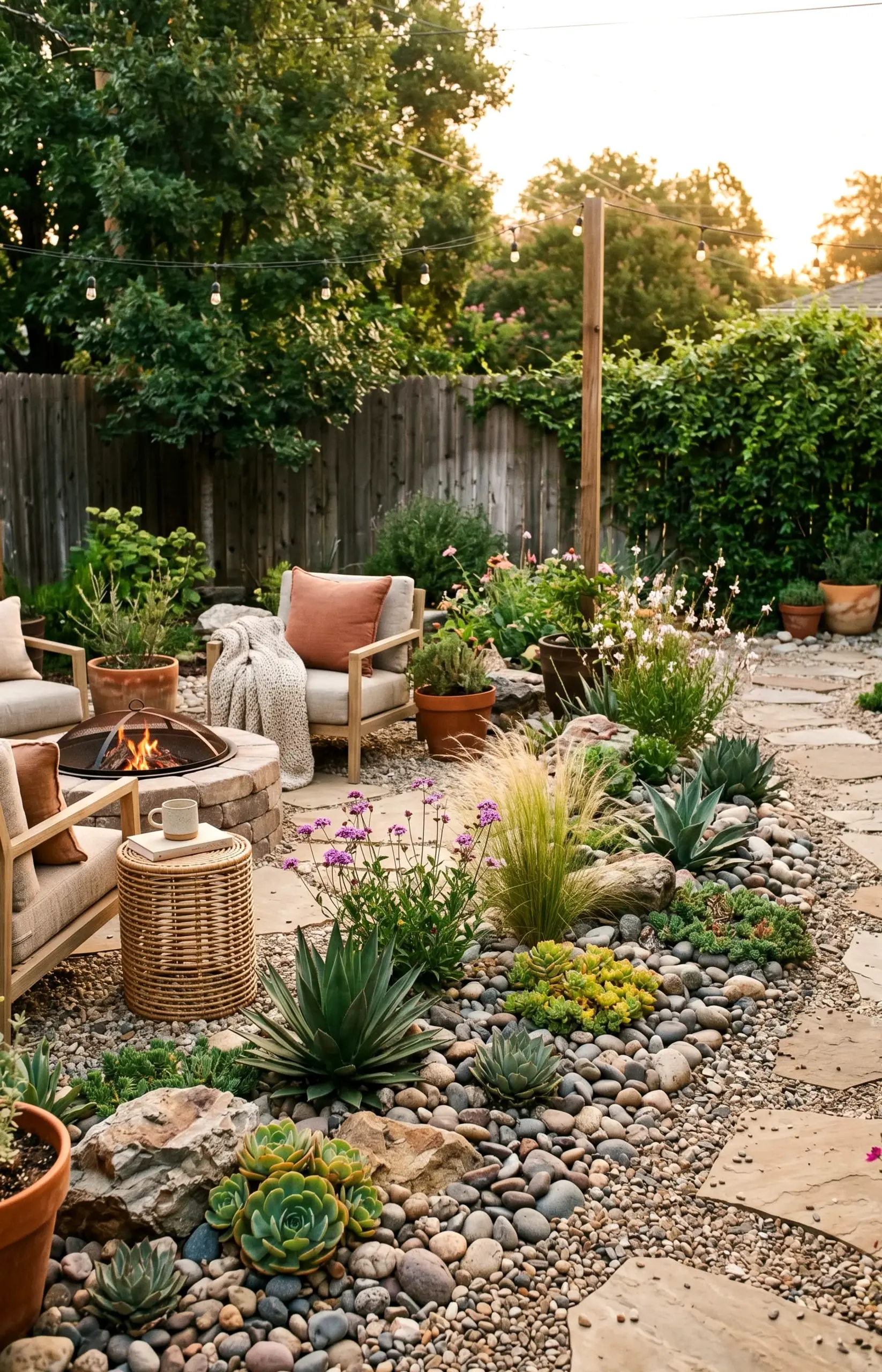 Relaxed patio corner supports the outdoor space through freshness, leaving the space feeling settled and welcoming.