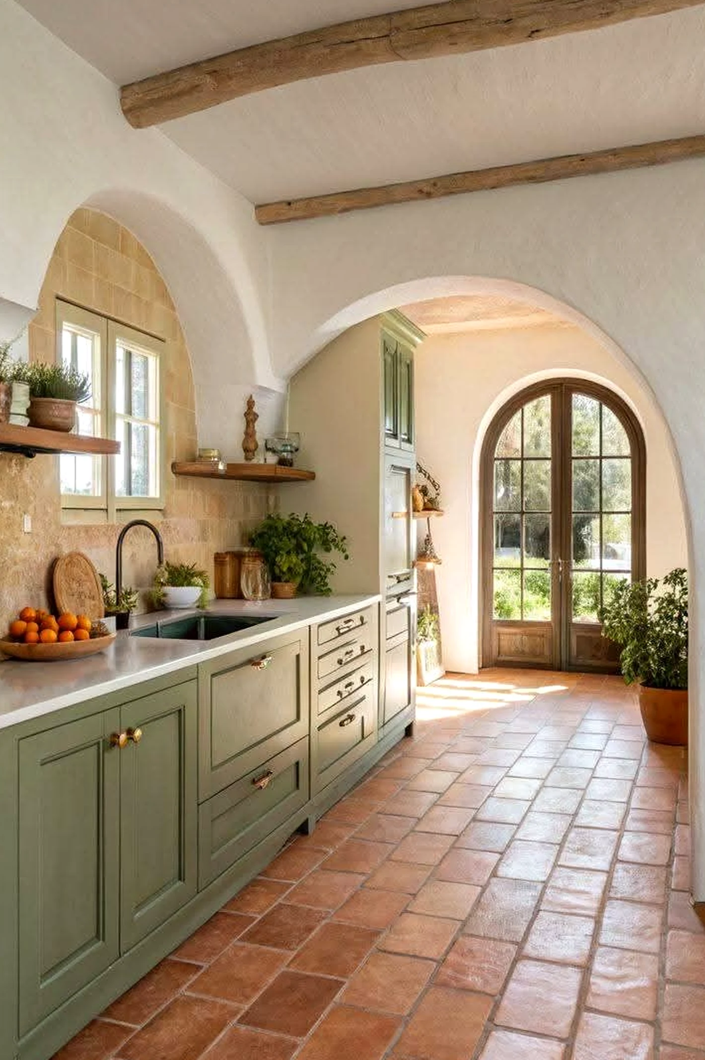 Elegant terrace table draws attention to freshness while the entry stays comfortable in daily use.