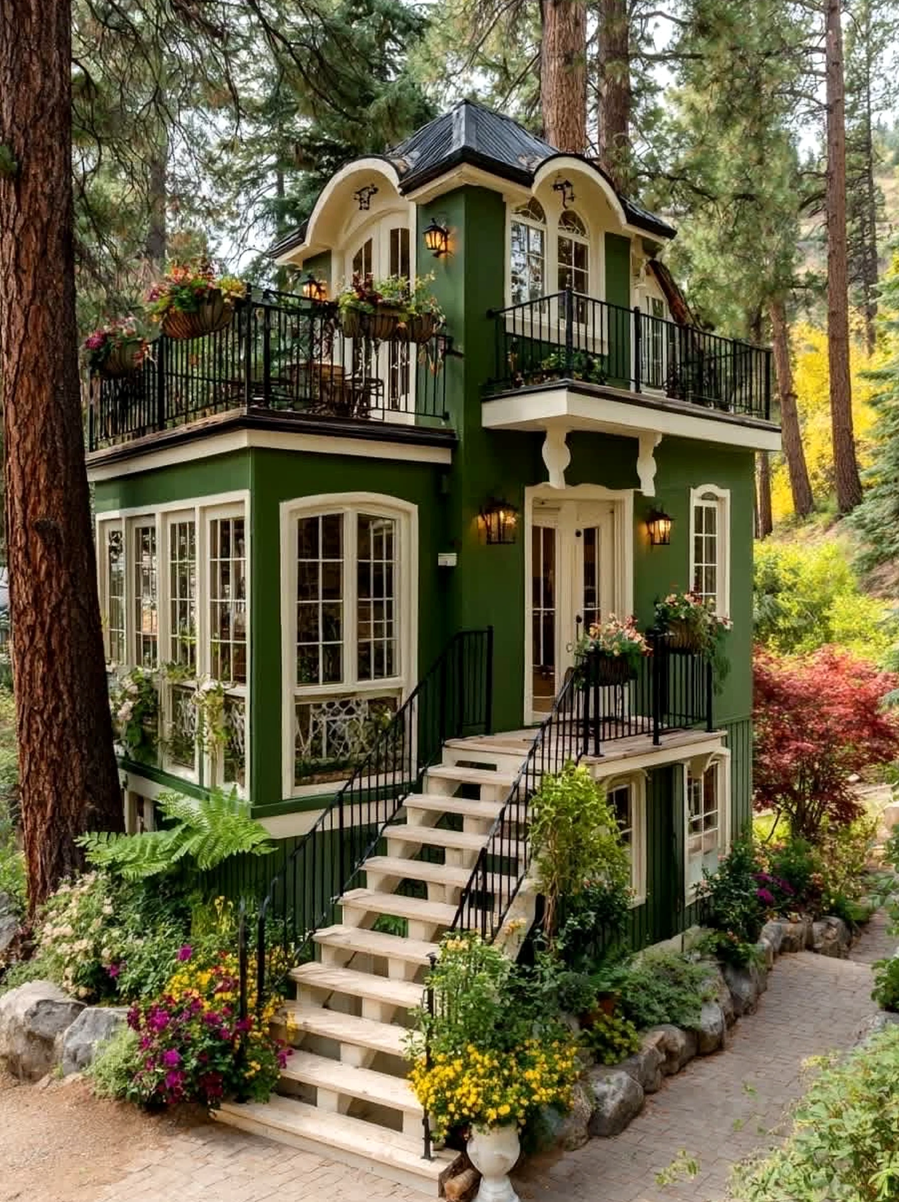 Open arched doorway adds a clear layer of movement, helping the corner feel visually grounded.