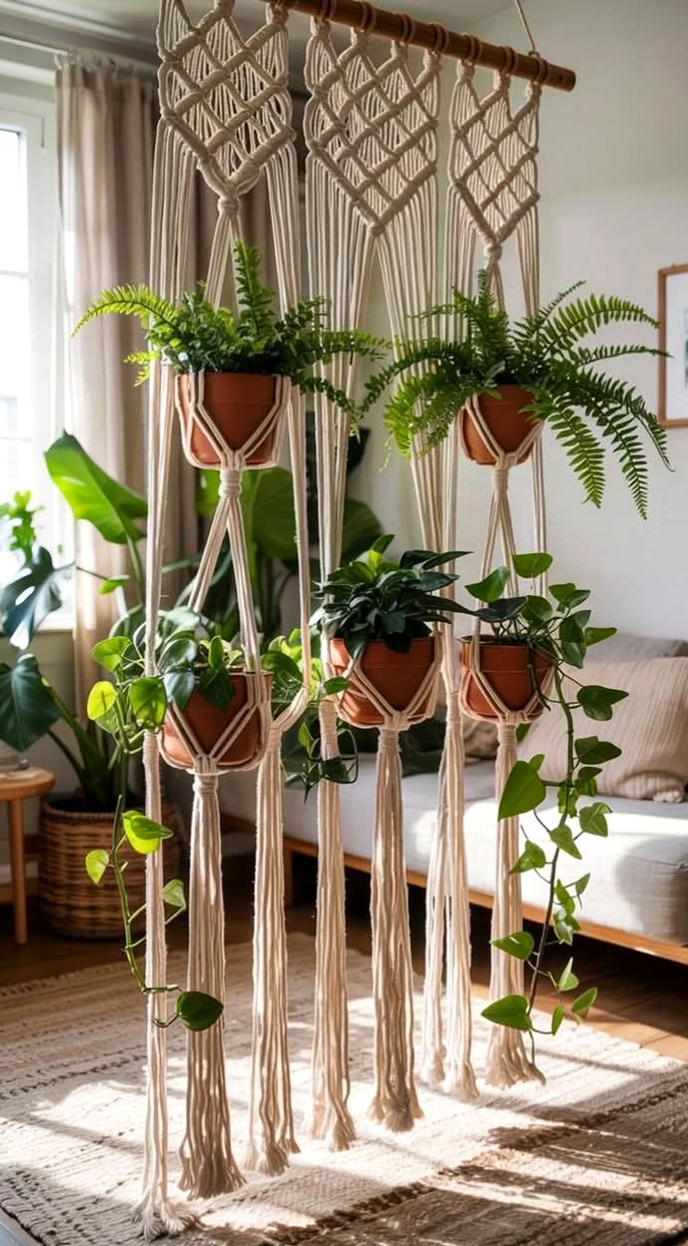 Elegant wood shelving supports the design through shape, leaving the space feeling warm without clutter.